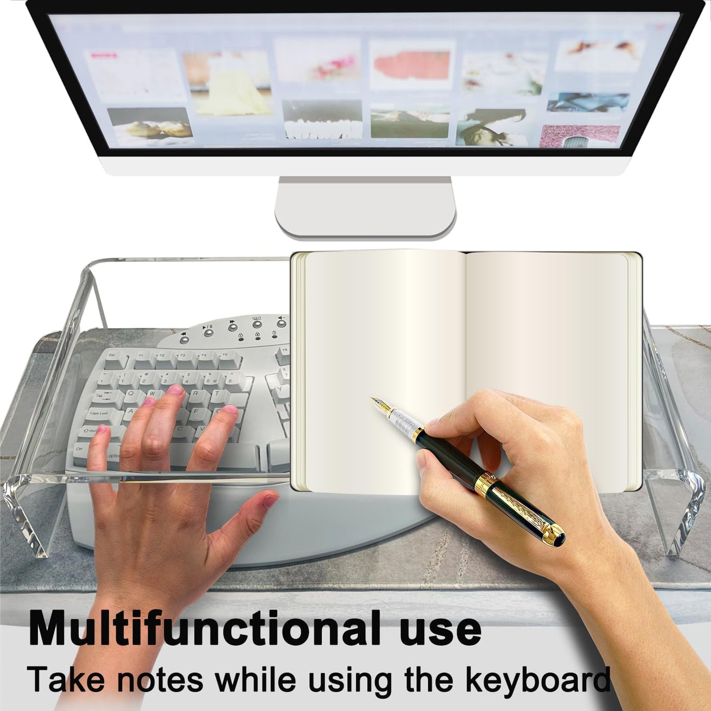 Clear Acrylic Monitor Stand Riser 20", Laptop Keyboard Cover cat Proof, Keyboard Protector Anti-Cat Prevent Cats from Touching Keyboard, Clear Monitor Riser for Keyboard Storage