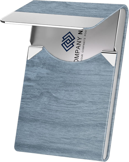 Business Card Holder with Ultra Slim Design, Business Card Case with Premium PU Leather, Suit Pocket Metal Card Holder for Women/Men, Magnetic Closure Quick Access Cards
