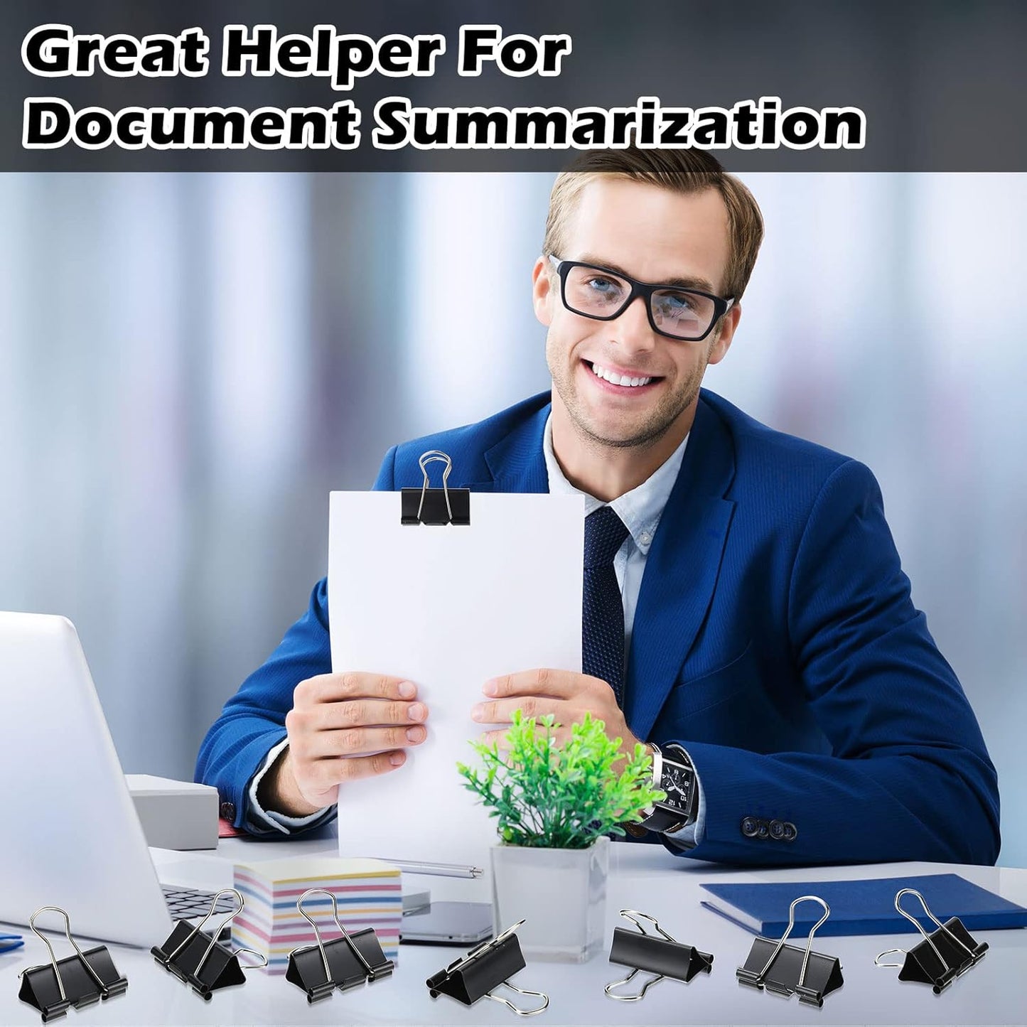 Yexiya 300 Pcs Large Binder Clips Bulk Big Paper Clamps Office Supplies Paper Clamps for Teachers Students School Office Business Paperwork Supplies (Black, 1.61 Inch)