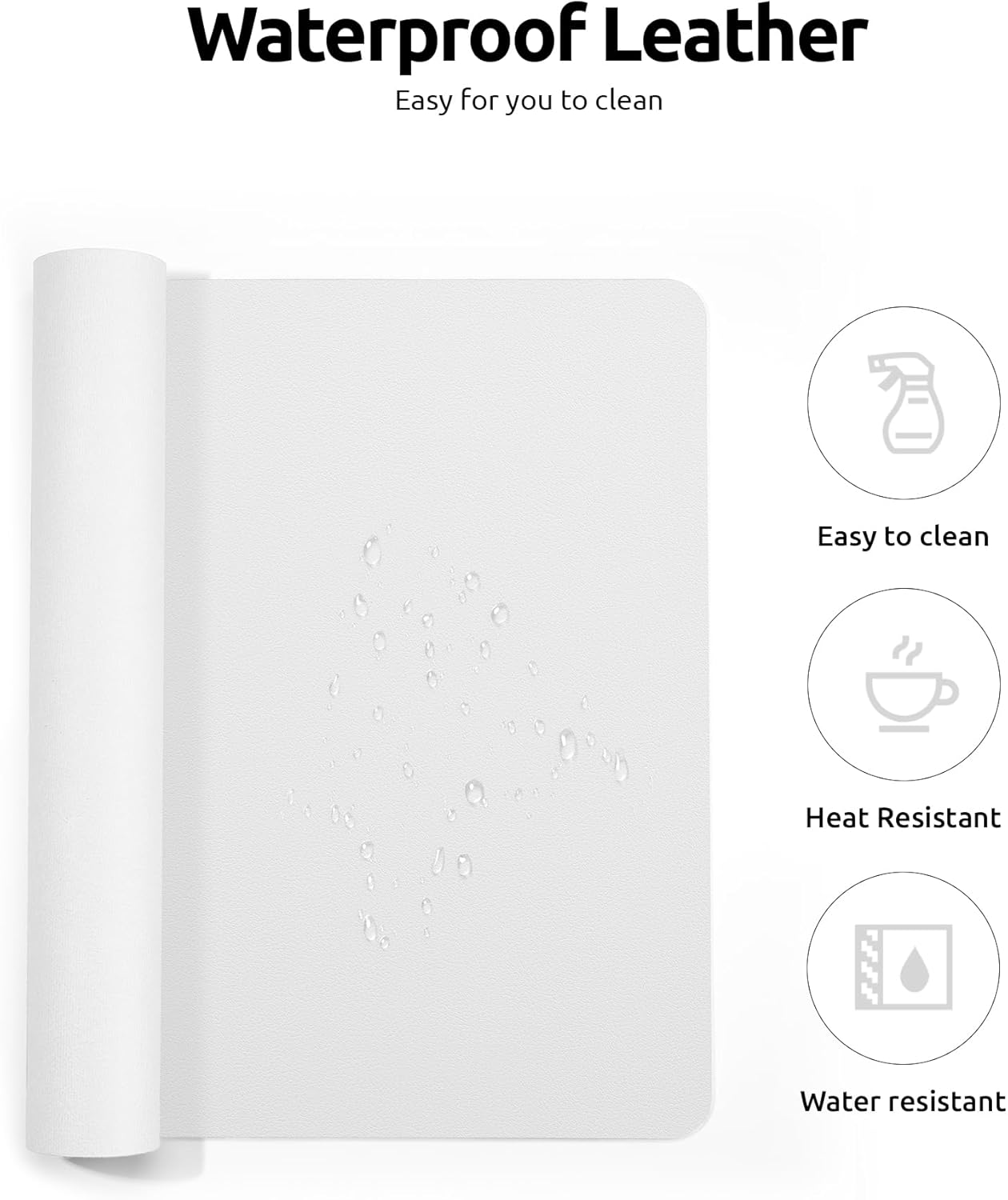 YSAGi Leather Desk Protector, Office Mat, Large Mouse Mat, Non-Slip PU Leather Blotter, Laptop Desk Pad, Waterproof Writing Pad for Office and Home (White, 35.4" x 17")