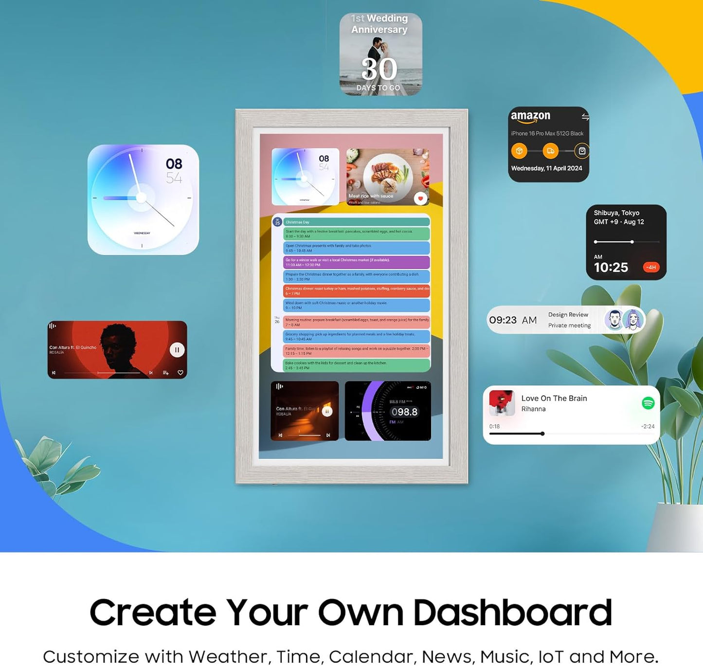 ApoloSign Digital Calendar: Electronic Calendar, Smart Touchscreen Interactive Display for Chore Chart, Family Schedules Planner, Supports All Apps via Google Play (Gray, 21.5-inch)