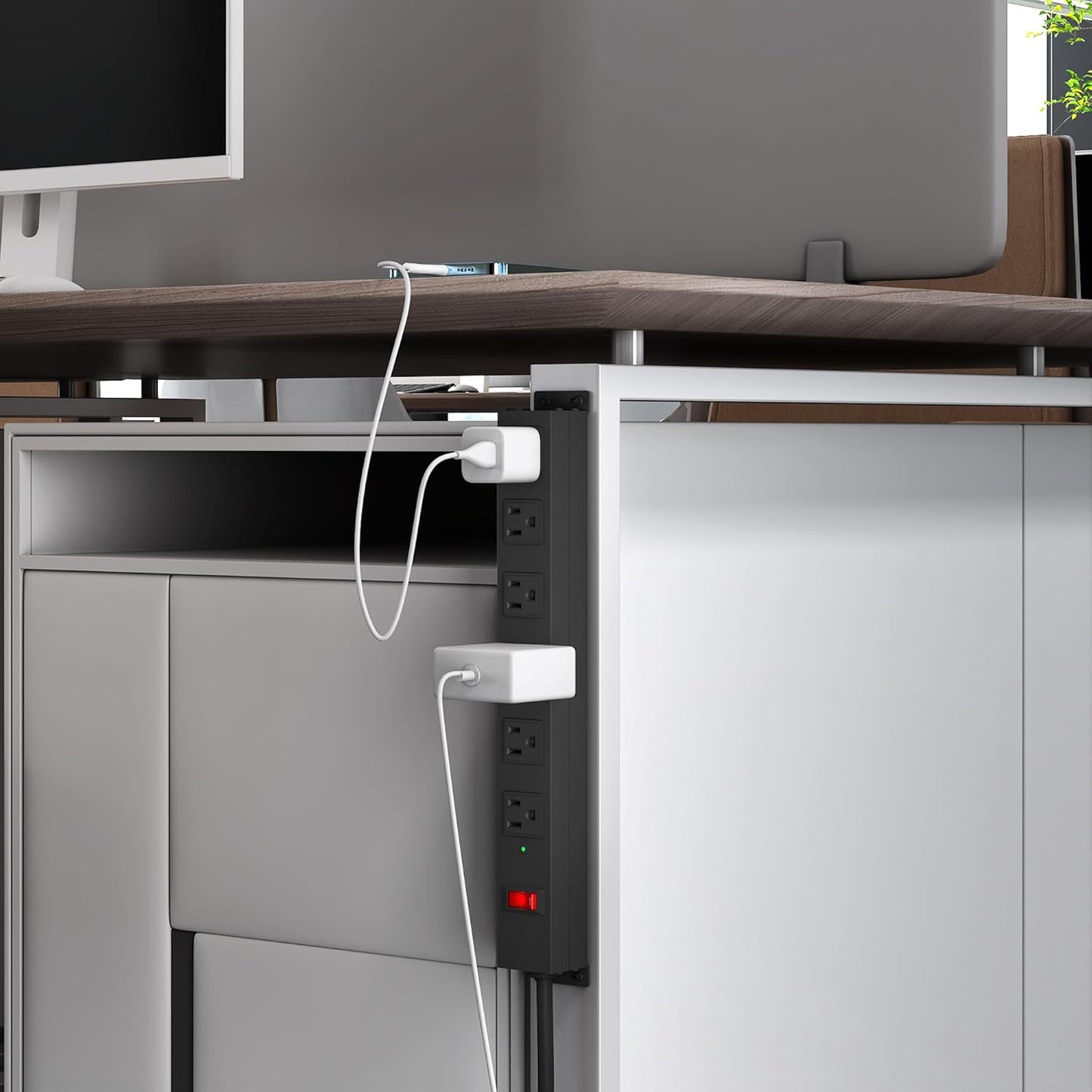 Power Strip with 6AC Outlets 6 Ft UL 14AWG Cord Straight Plug,Metal Wall Mount Heavy Duty Power Strip with Switch for Commercial,Industrial,School and Home,15A/125V/1875W,Black(6FT)