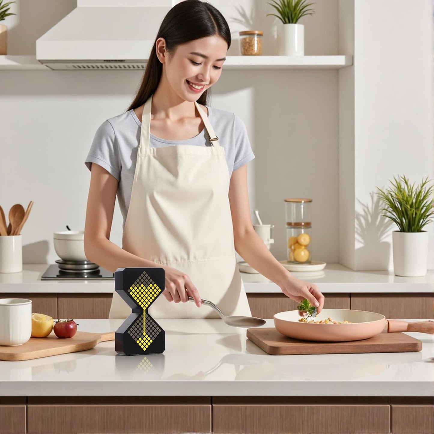 LED Digital Electronic Hourglass Gravity Induction Timer, 1 to 30 Minutes Free Adjustment,DIY Digital Timer, Suitable for Kitchen, Room, Classroom, Office (White)