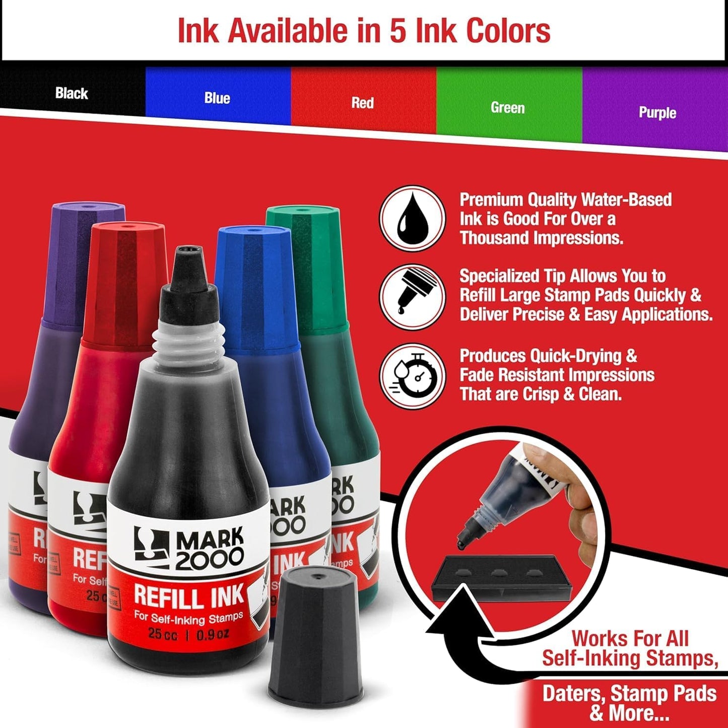 Self-Inking Refill Ink - 2 Pack - Purple - 25cc (0.9oz)
