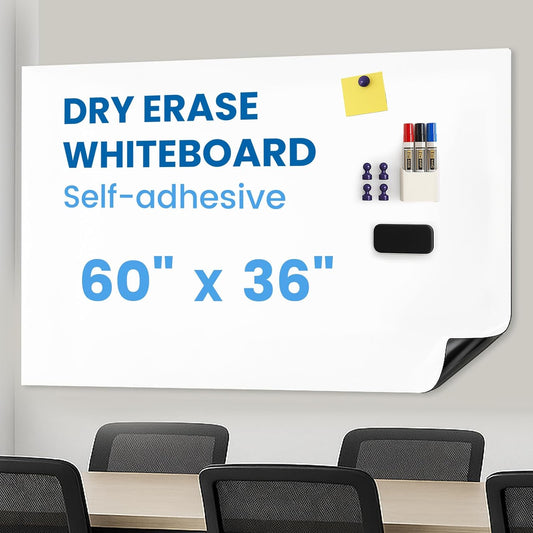YOUNGJQ Magnetic Whiteboard for Wall 60" x 36”, Self-Adhesive Magnetic Dry Erase White Board Sticker, Peel and Stick Wallpaper, Easy to Write and Clean for Office Home Playroom