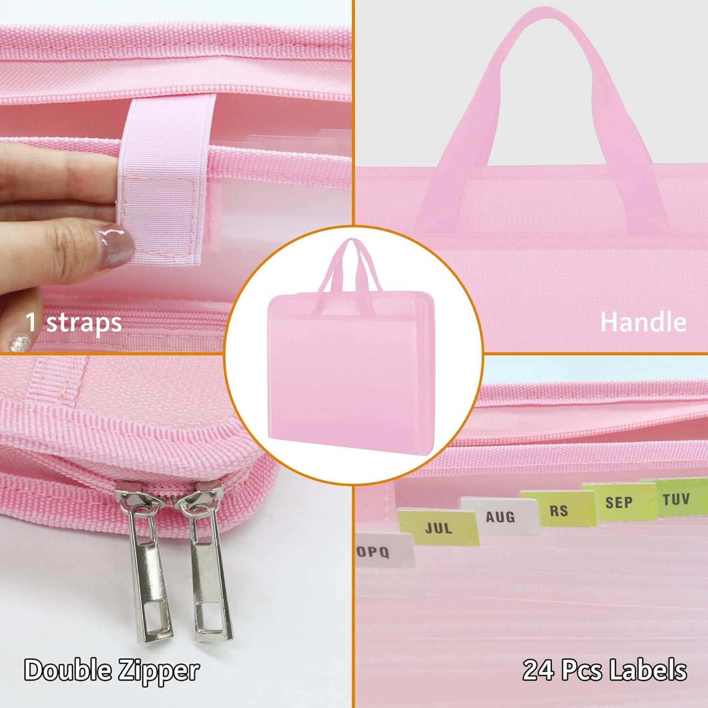 File Organizer Fireproof Expanding Accordion File Folder with Zipper Labels13 Pockets Document Organizer Holder Storage Box Bag for Business Office Receipt Home Travel