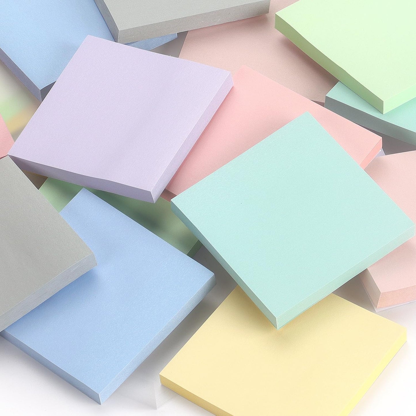 Sticky Notes 3x3 Inch, 8 Pads Light Colors Self-Adhesive, 8 Assorted Pastel Colors, 80 Sheets/Pad, Reusable Notepads for Office, School, and Home