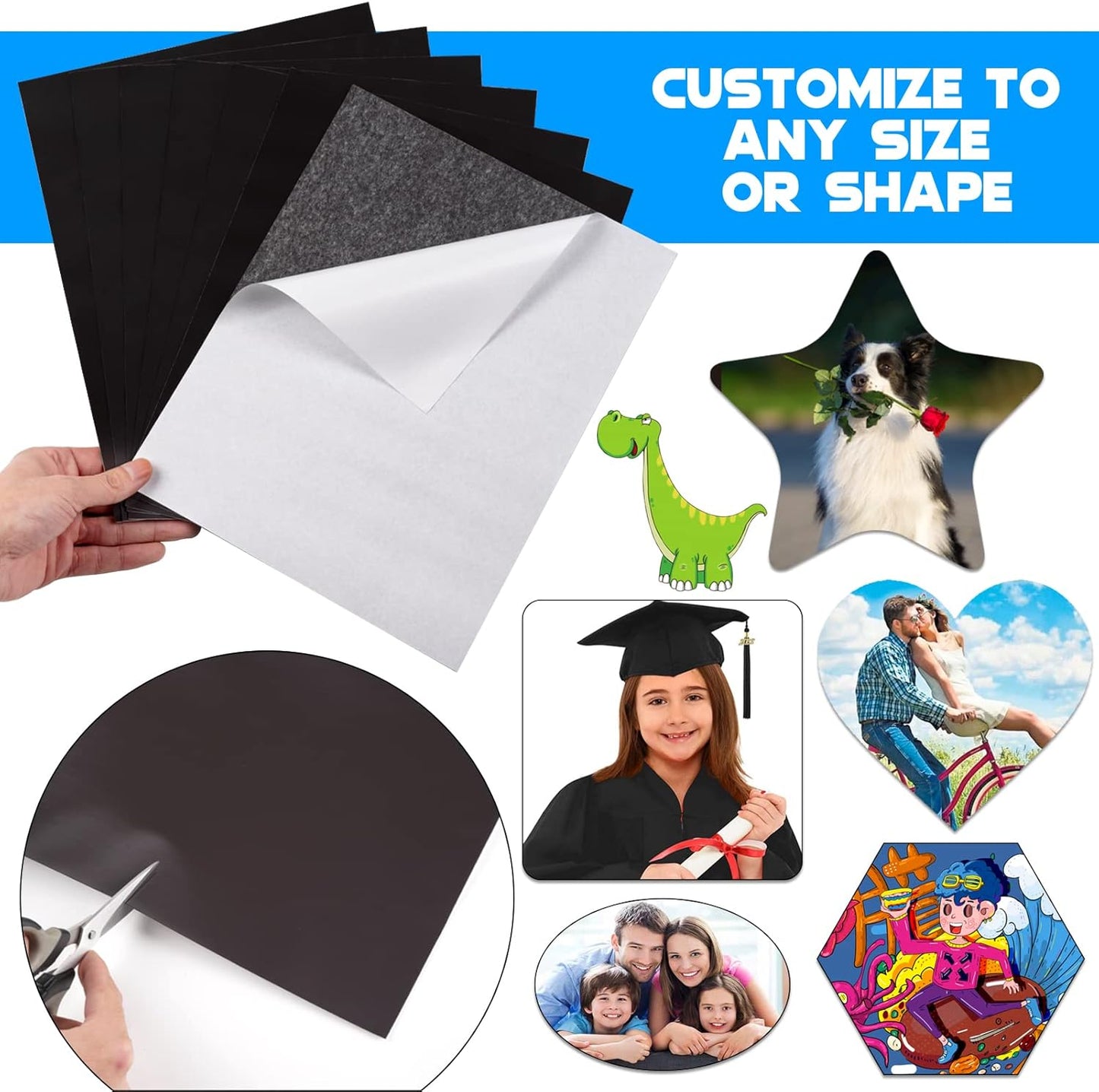 Adhesive Magnetic Sheets for Letter Size 8.5x11 (Pack of 8),Magnet Sheets with Self-Stick Adhesive for Home/Classroom/Office,Easy Cut DIY Paper Craft Magnet