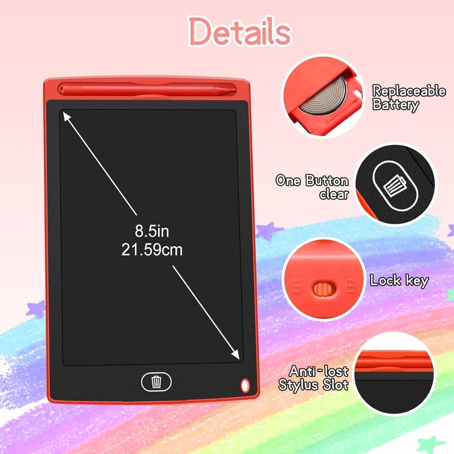 24 Pack LCD Writing Tablet for Kids Bulk, 8.5 Inches Reusable Doodle Board, Writing Tablet for Kids, Drawing Pads for Kid Education Class Party Favors Gifts for Children Toddler Girls Boys