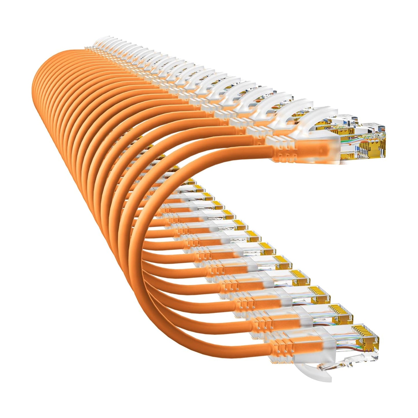 Cat6a Patch Cables 0.5ft (24 Pack) Slim, Cat6 Ethernet Patch Cable Pure Copper, Flexible Cat 6 Patch Cable 550MHZ 10G, Space-Saving Cat 6A Network Cables for Patch Panel, Orange