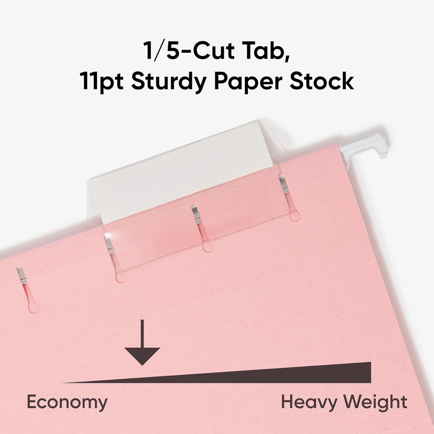 Smead Standard Hanging File Folders, 25 Count, Pink, 1/5-Cut Adjustable Tabs, Letter Size (64066)