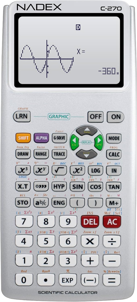 Scientific Calculator with Graph Functions for College and High School Students, Engineering, Advanced Mathematics, Calculus, Algebra, Geometery, Trigonometry, Statistics, Physics, Chemistry - Silver