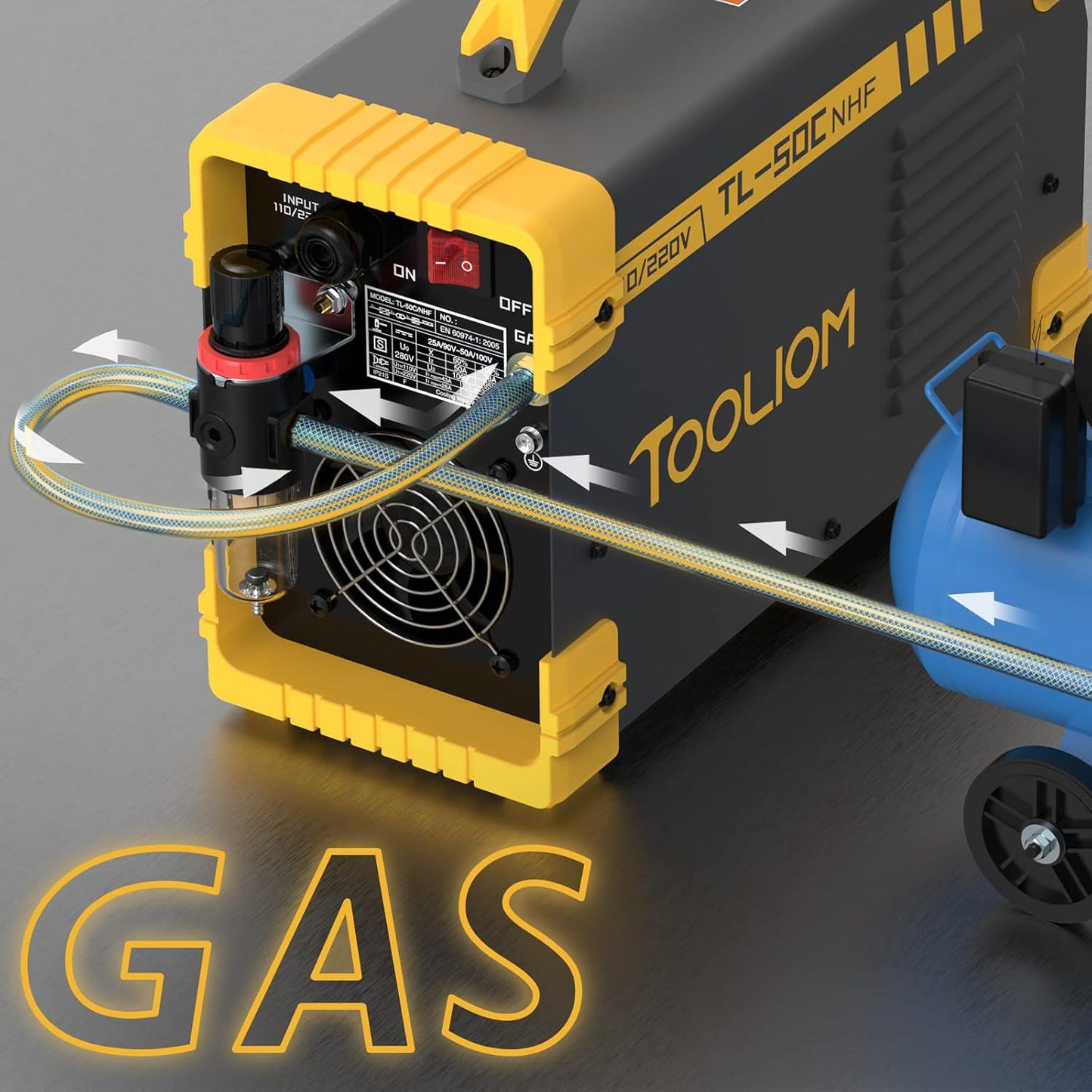 TOOLIOM 50A Non High Frequency Plasma Cutter Non-Touch Pilot ARC 110/220V Dual Voltage Cutting Machine 1/2" Clean Cut
