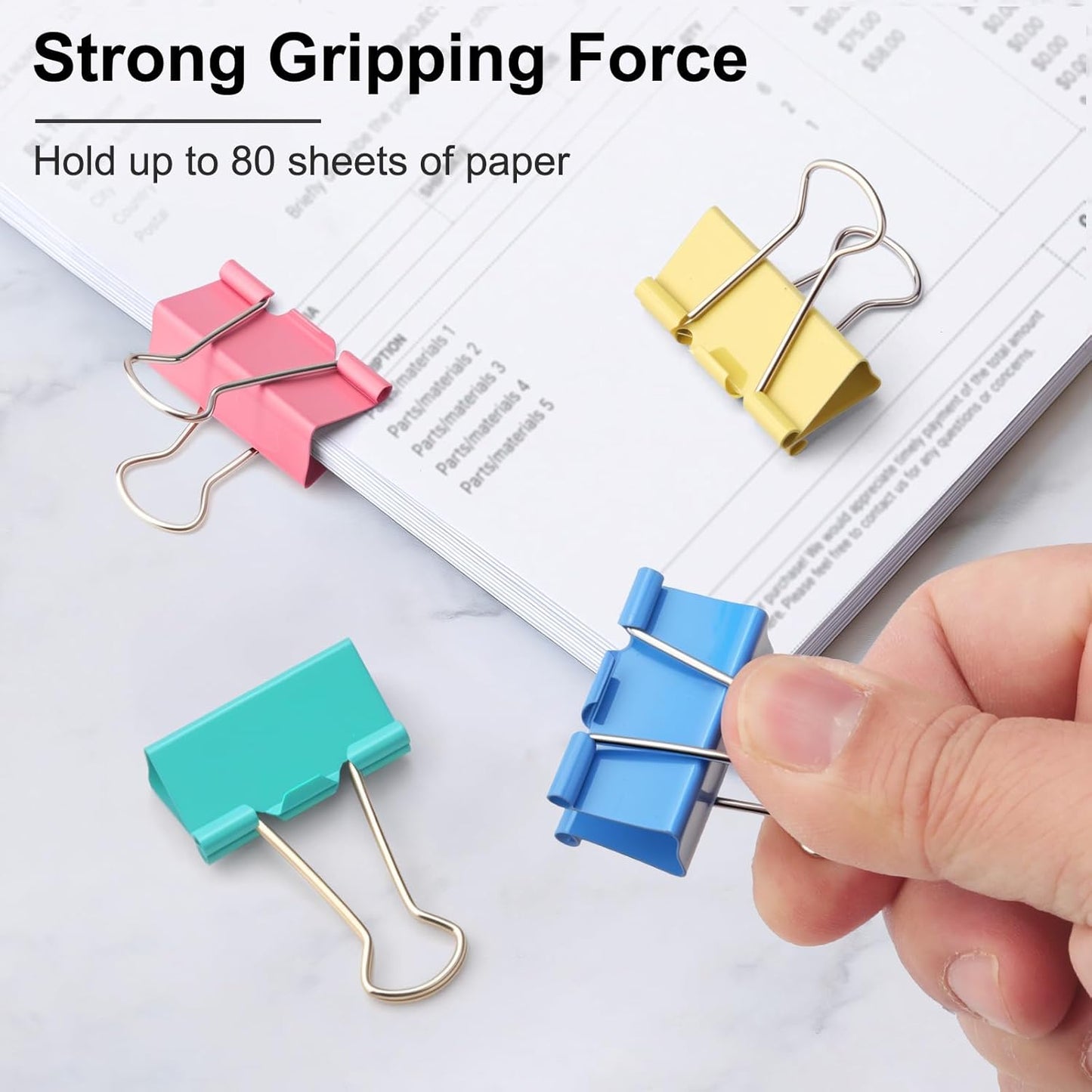 Colored Binder Clips,Medium Binder Clip 1.25 Inch (48 Pack) with Container,Color Binder Clips Medium Size, Big Paper Clips Clamps, Clips for Paperwork, for Office and Home Supplies School