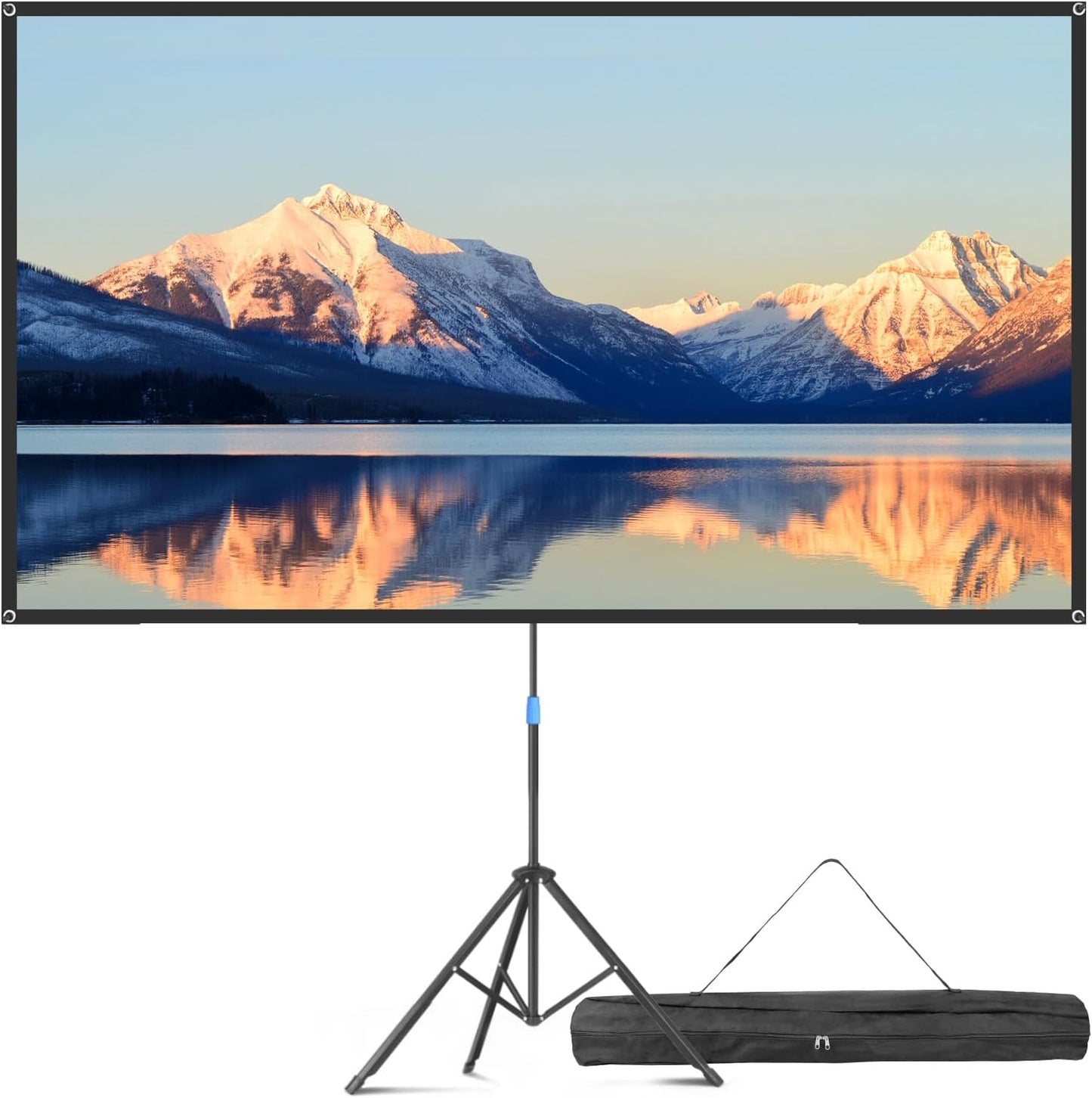 Projector Screen with Stand, 80 Inch Portable Projector Screen Outdoor Indoor, 1.2 Gain Fiberglass Projection Screen, 16:9 Outdoor Movie PVC Screen with Carrying Bag for Movie Night (White Screen)