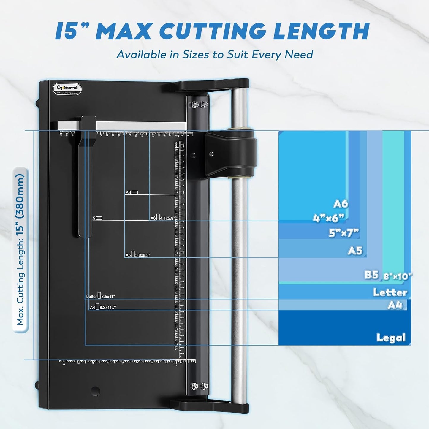 CGOLDENWALL A4 Rotary Paper Trimmer, 12 Sheets, w/Extra Blade & Gloves, for Cardstock Photo, Heavy Duty Paper Cutter for Offices Schools Crafts (14.9 Inch Cut Length)