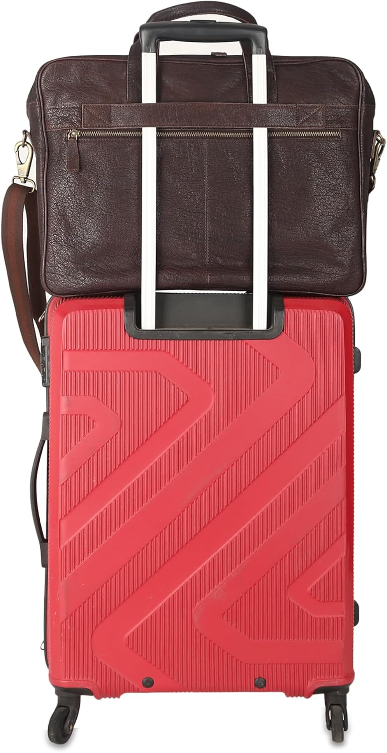 Leather briefcase 18 Inch Laptop Messenger Bags for Men and Women Best Office briefcase Satchel Bag (Brown)