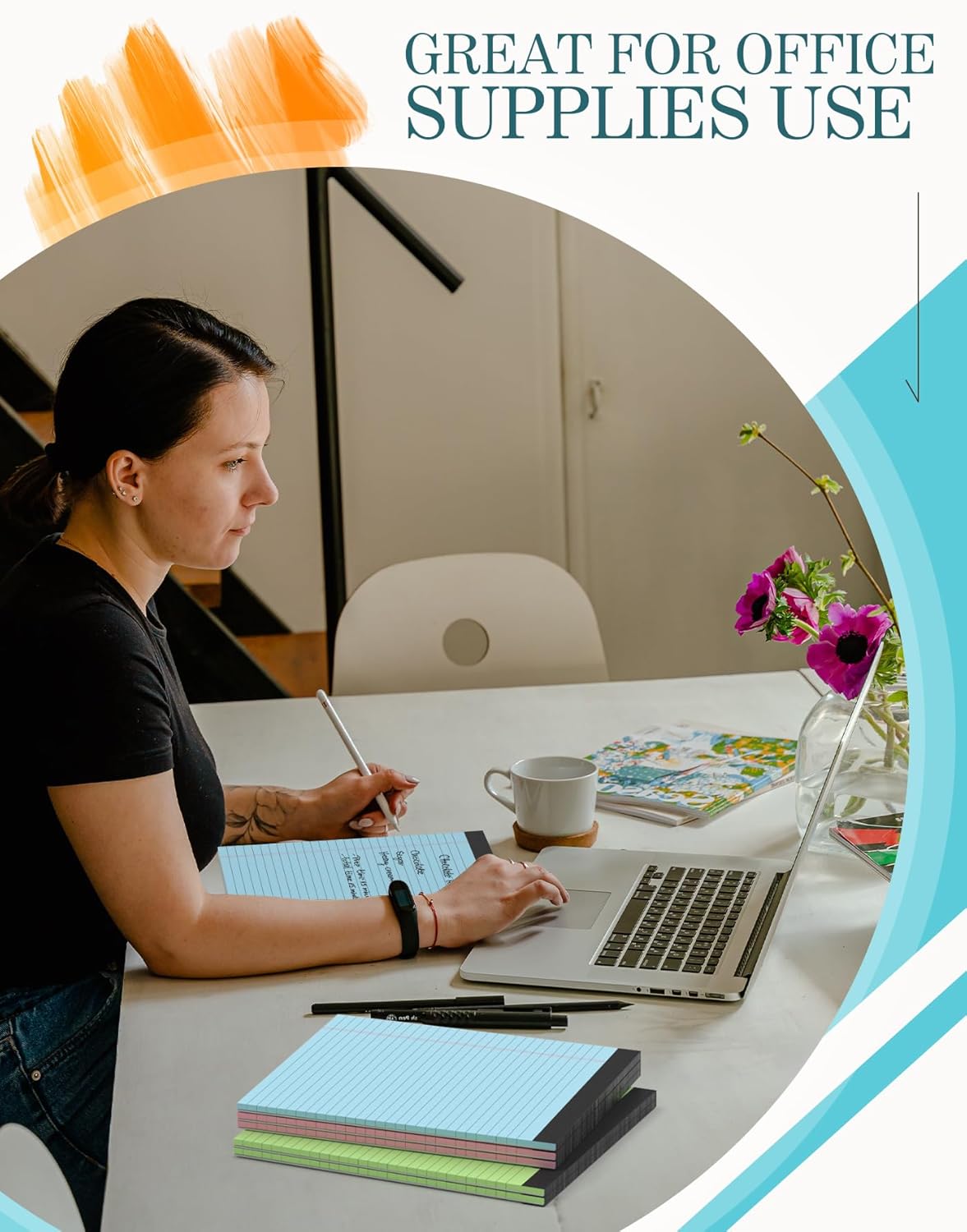 Pink Legal Pads 8.5 x 11 Notebook Paper, 12 Pack Colored Note Pads 8.5 x 11 Wide Ruled Note Paper 8 1/2 x 11, Letter Pads 8.5 x 11 Colored Notepads, Pink Legal Pads 8.5 x 11 Paper Pads, 30 Sheets/Pad