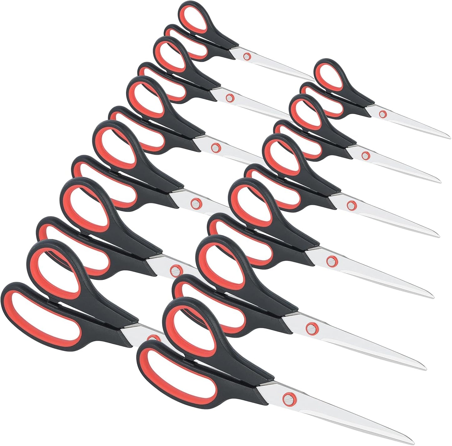 Scissors All Purpose for Office Heavy Duty, 8" Scissors Bulk Pack of 12 for Home Craft Sewing Fabric Supplies, High/Middle School Student Teacher Scissor,Right/Left Handed