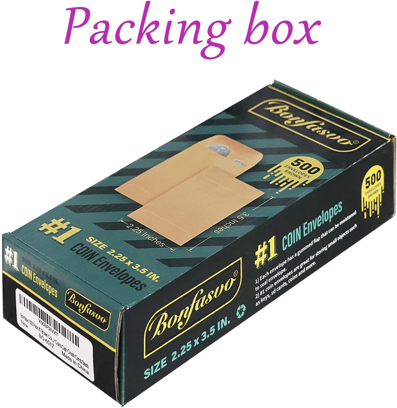 500 Pack #1 Brown Coin Envelope 2.25 X 3.5 inches Kraft Envelopes Classic Small Parts Envelopes with Self Adhesive Gummed Flap for Coins Cash Credit Cards Seeds