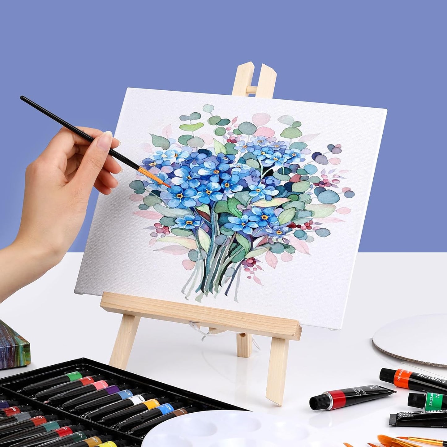 ESRICH 24 Pack 11.8" Wood Easels,Tabletop Easel for Painting,Painting Party, Displaying Canvases, Kids Student Table School Desktop, Portable Canvas Photo Picture Sign Holder