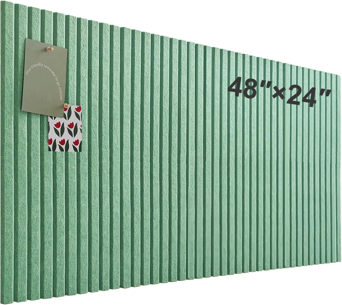 Large Cork Board for Office, 8 Pack Felt Wall Tiles with Slat Wall Paneling and Safe Removable Adhesive Tabs, Felt Bulletin Board Pin Board Cork Boards for Walls (Sage Green)