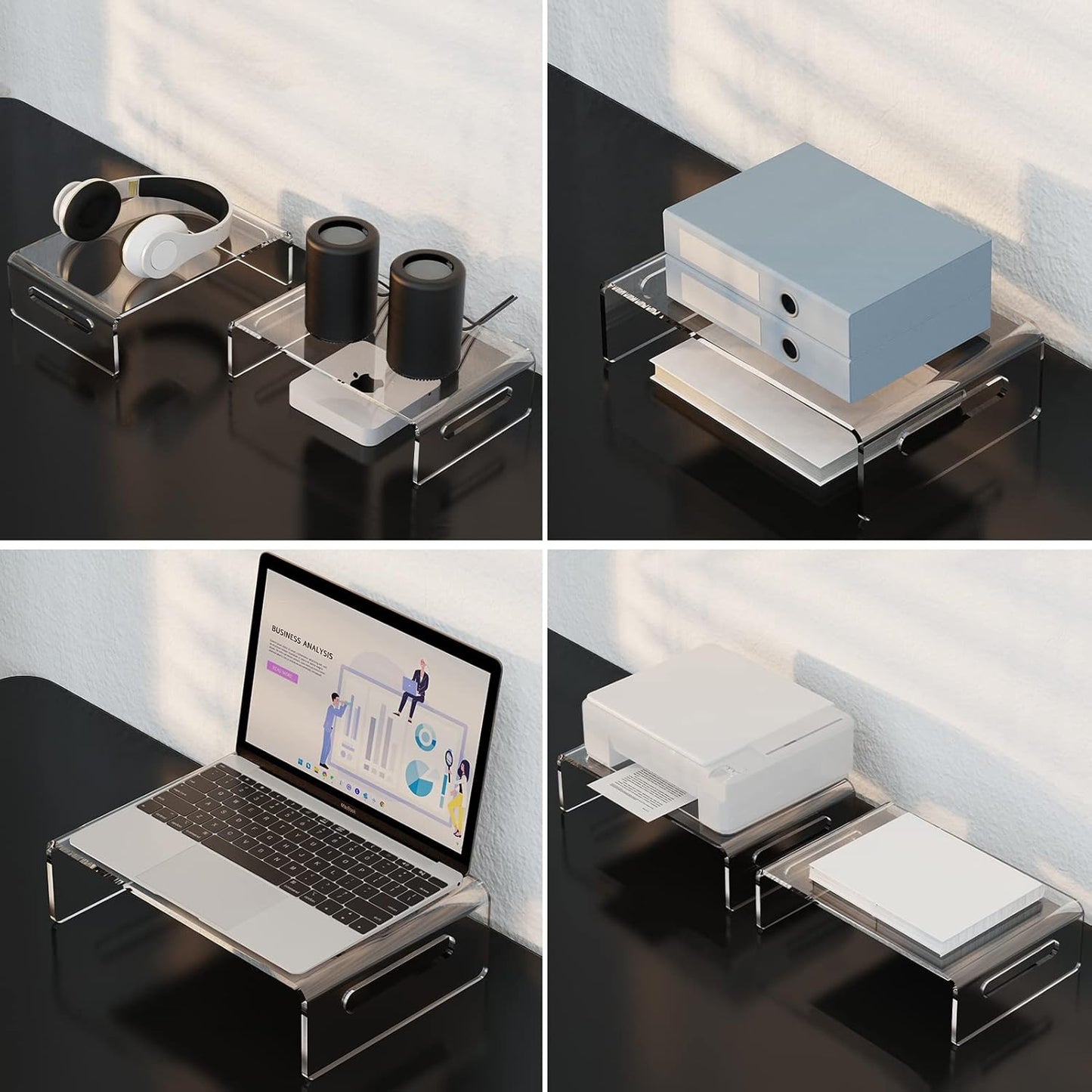 Zimilar 2 Pack Monitor Stand Riser, Acrylic Monitor Stand for Computer, Laptop, Printer, Notebook, Premium Clear Laptop Stand Acrylic Monitor Riser for Home Office, Monitor Stands for 2 Monitors