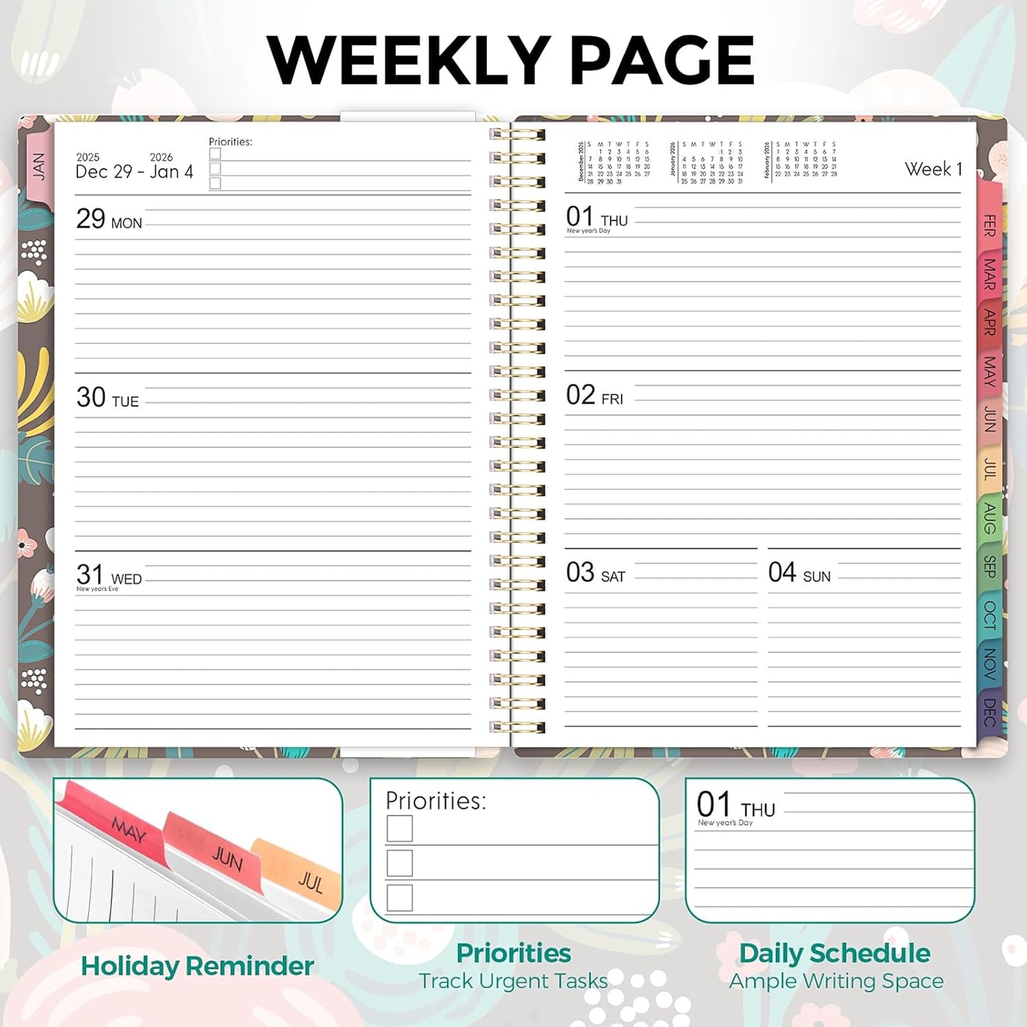 Planner 2026, 8.5" x 11" Monthly & Weekly Planner with Tabs, JAN - DEC 2026, Goal Setting & Time Management Organizer for Professionals & Students