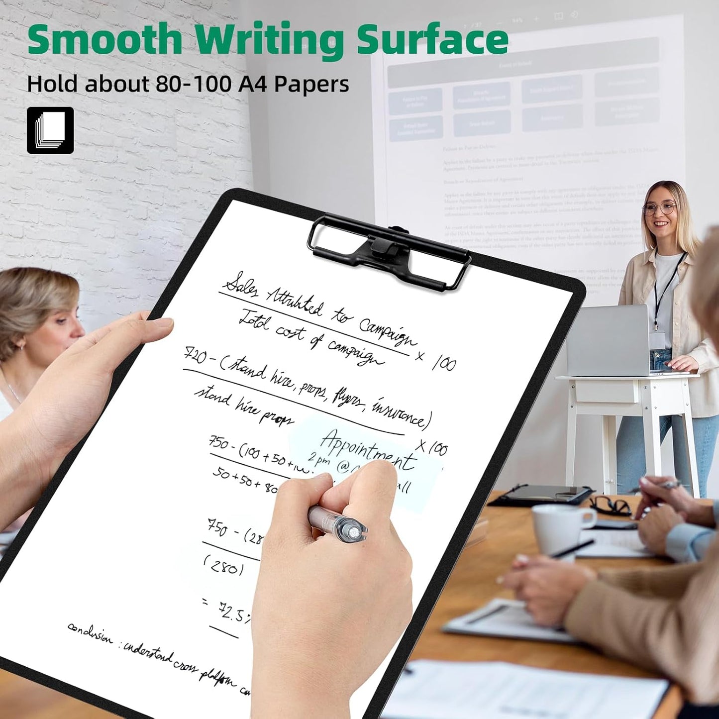 Black Clipboard with Pen Holder, Set of 6 Plastic Clipboard with Low Profile Metal Clip, Hanging Clip boards Holds 8.5x11 Inch Papers, Standard A4 Letter Size Clip Boards for Offices & School