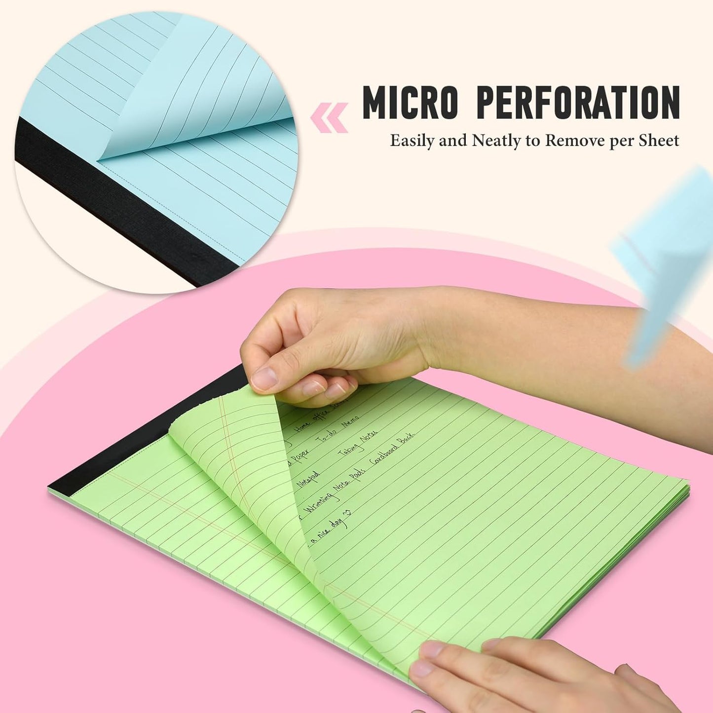 8.5 x 11 Legal Pads, Colored Legal Pads, Wide Ruled, 10 Pack Note Pads 8.5 x 11, Multicolor Perforated Note Pads with Sturdy White Back, Writing Pad,30 Sheets Per Notepad for School, Home, Office