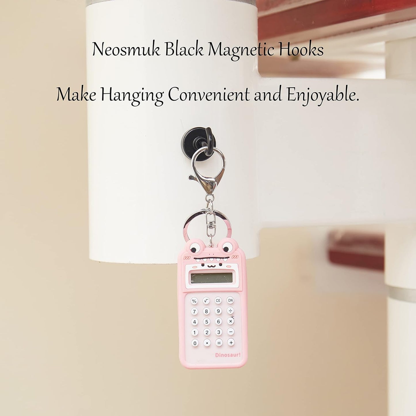 Neosmuk Magnetic Hooks, Heavy Duty Earth Magnets with Hook for Refrigerator, Extra Strong Cruise Hook for Hanging, Magnetic Hanger for Cabins, Grill (Black, 4 Pack)