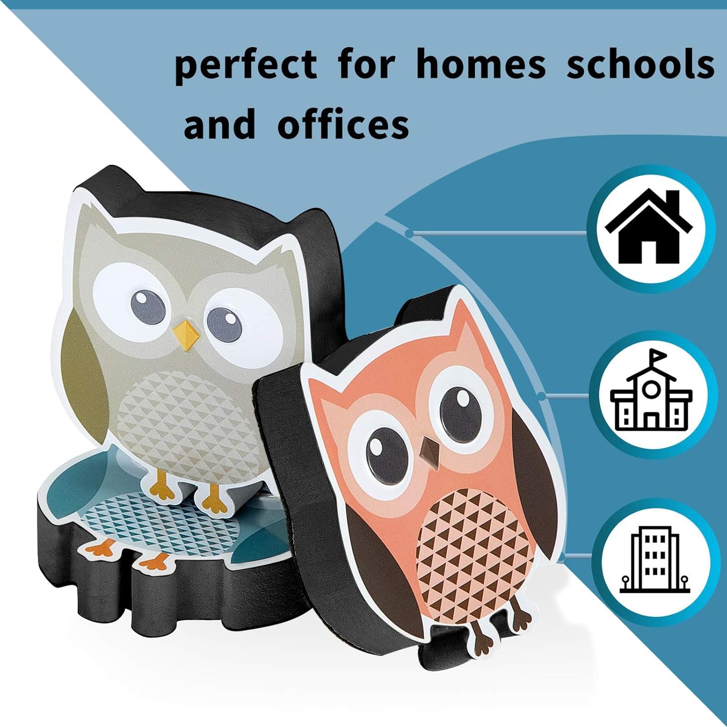 4 Pieces Cute Owl Erasers Magnetic Owl Whiteboard Eraser Animal Shaped Dry Erase Chalkboard Erasers with Felt for Classroom Office Home (Random Color)