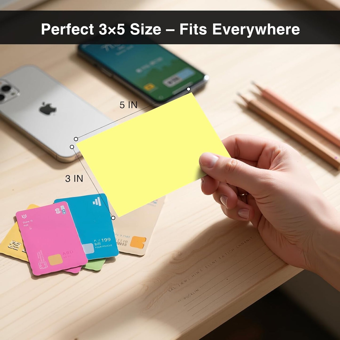 300 Count Blank Index Cards 3x5 Inch Yellow Flash Cards Colored Cardstock, Unruled Note Cards Study Card Portable Learning Flashcards Ideal for Note Taking, Art Sketching, Office & School Supplies