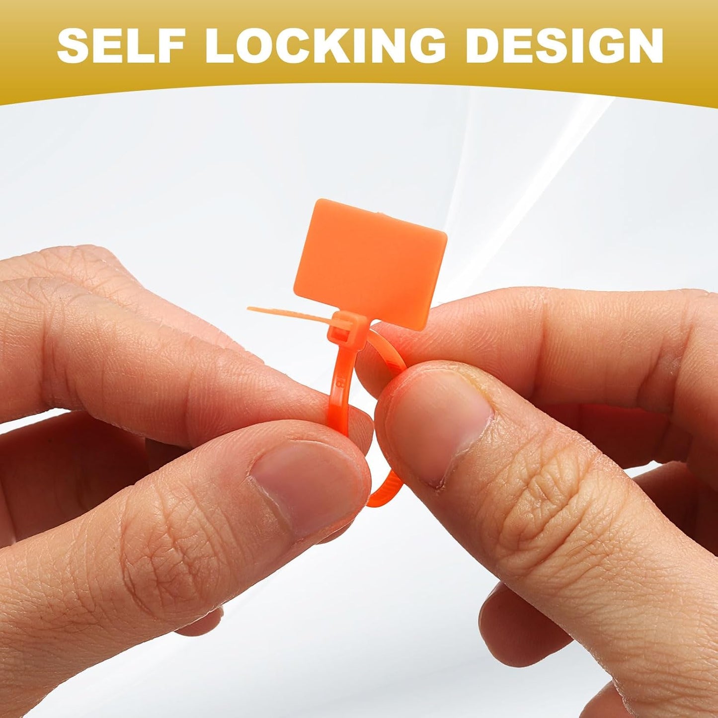 uxcell 100 Pcs Cable Label Marker Tags, Nylon Cable Zip Tie Tags 8.7 Inch Writable Self-Locking Wire Labels Zip Ties for Organization Marking, Orange