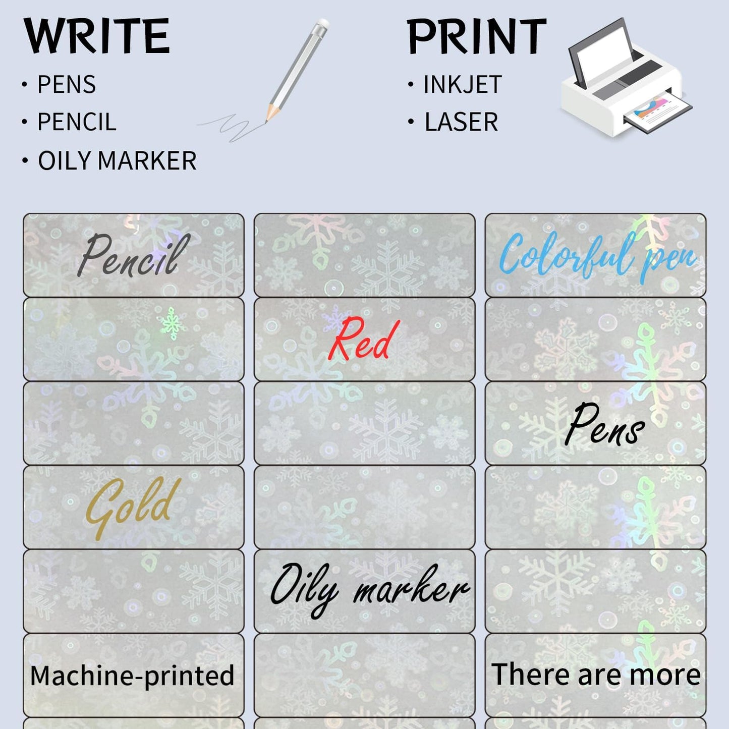 STARLIBOO Transparent Stickers Labels -1" x 2-5/8" Clear Address Labels Mailing Stickers for Laser/Inkjet Printer 8.5"×11"- 20 Sheet (Clear Holographic Snow)