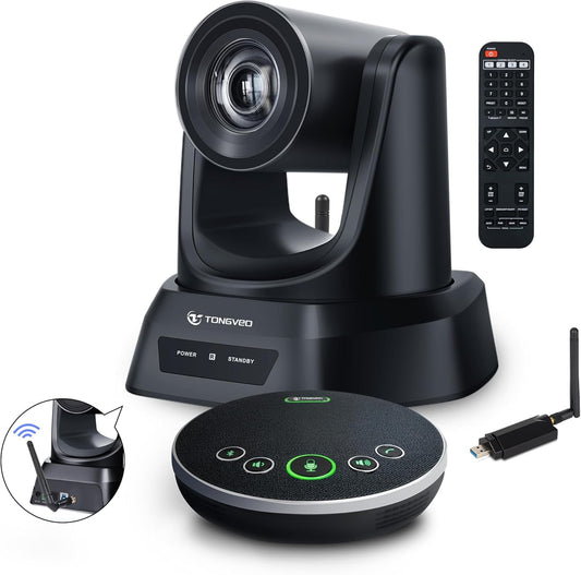 Wireless Conference Room Webcam, Church Live Streaming 20X USB 1080P 60fps PTZ Camera for Worship Services Online Conference, Works with Zoom, Skype OBS Easy to Set Up