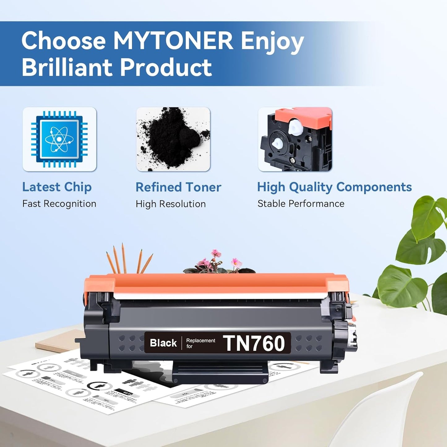MYTONER Remanufactured Toner Cartridge Replacement for Brother TN760 TN730 TN-730/TN-760 Black High Yield for MFC-L2690DW MFC-L2710DW MFC-L2717DW HL-L2350DW HL-L2395DW MFC-L2750DW Printer, 2-Pack