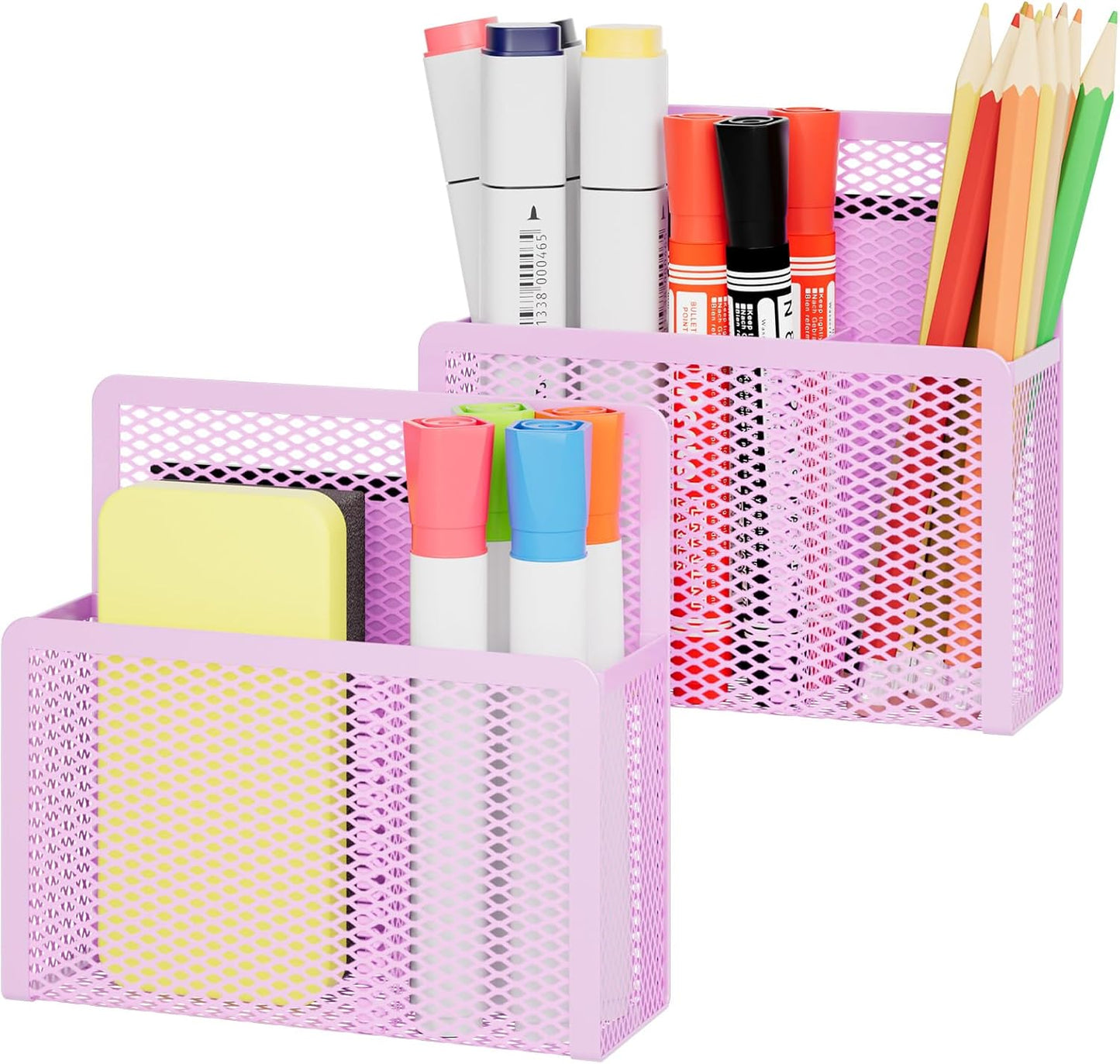 Magnetic Dry Erase Marker Holder, Mesh Pen Holder for Whiteboard，Magnet Pencil Organizer Storage for Refrigerator Locker Accessories Organizer for Home, School and Office(Purple)