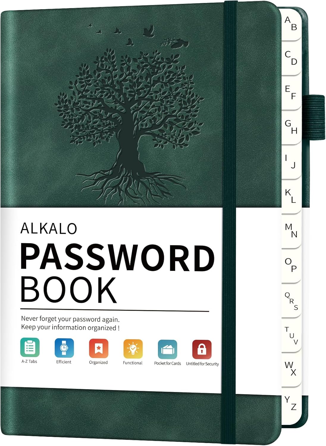 Password Book with Alphabetical Tabs, 5.4"x7.8"Password Keeper Book, 160 Pages/100GSM Hardcover Notebook, Password Organizer for Internet Website Address Login