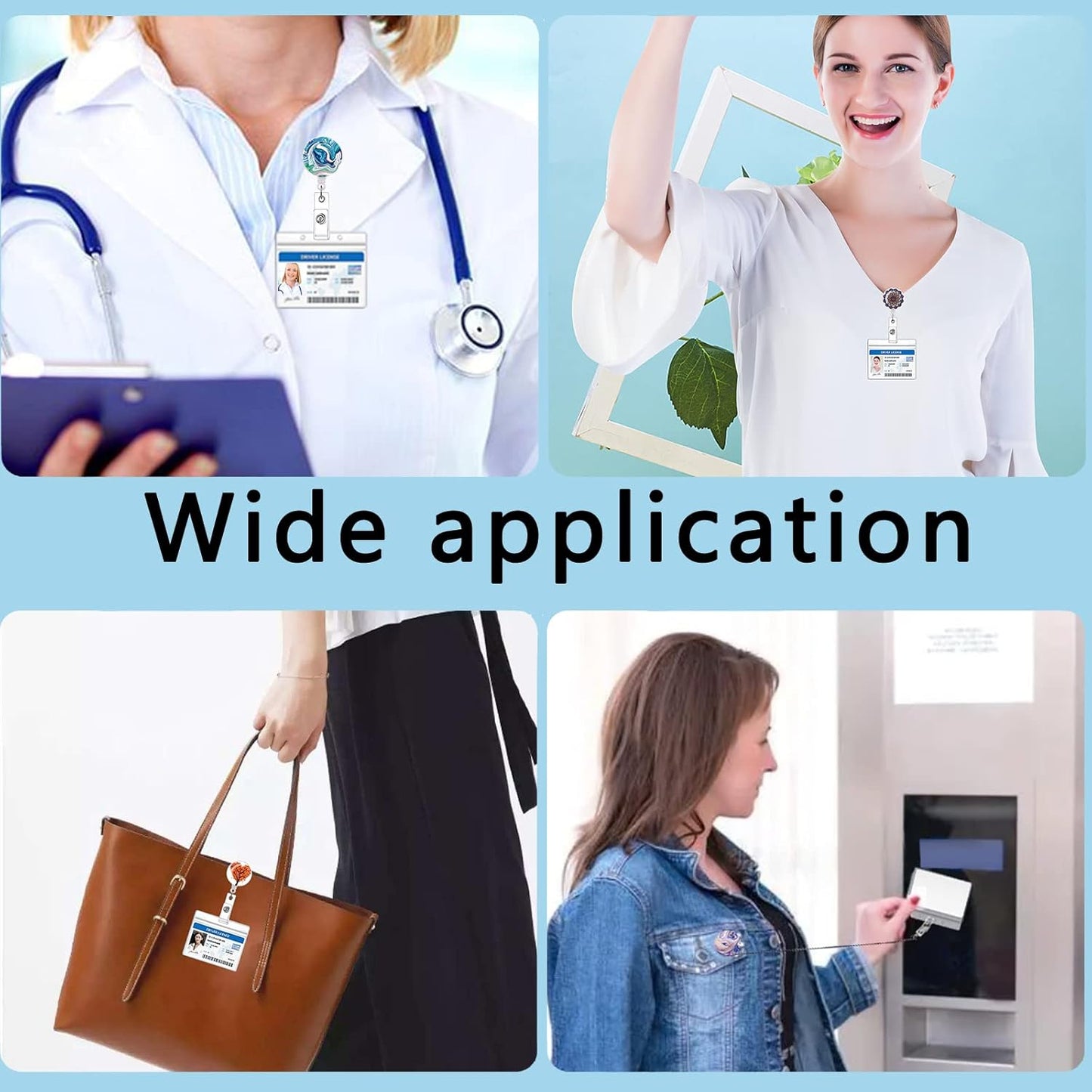 16 Pack Badge Reels for Nurses ID Badge Holder with Clip Retractable Badge Holders