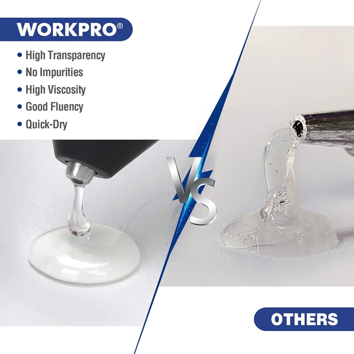 WORKPRO Hot Glue Sticks, Compatible with Most Glue Guns, Multipurpose for DIY Art Craft General Repairs, Home Decoration and Gluing Projects (0.27"x4" 200PCS)