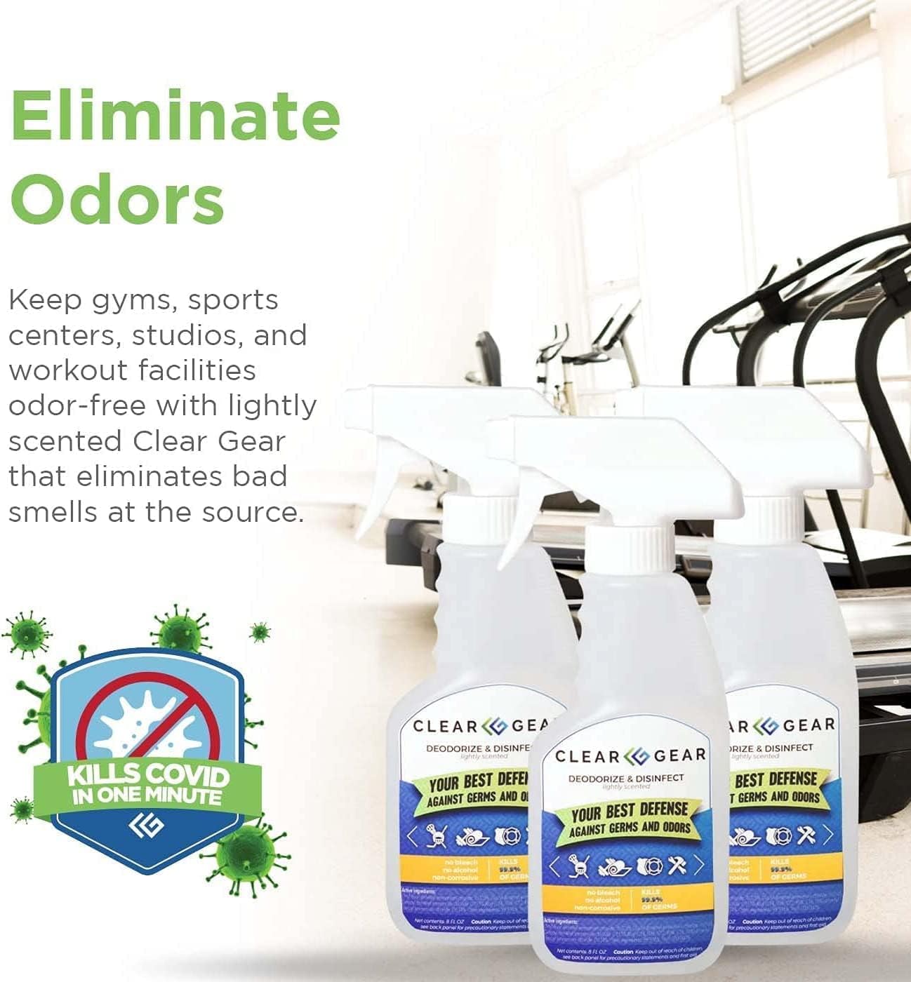 Disinfectant Cleaner, and Deodorizer For Sports Equipment, Gyms, and Fitness Centers - EPA-Registered, Hospital Grade, Made in USA - 1-Pack of 32 Oz Bottle Disinfecting Spray