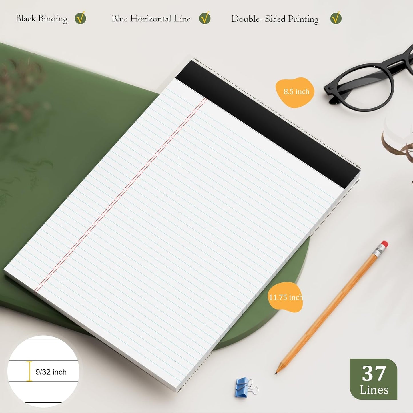 720 Sheets Legal Pads 8.5 x 11 College Ruled White Paper Note Pads 24 Pack Clear Print Writing Pads 8x11 Legal Pads Narrow Ruled Pads of Paper