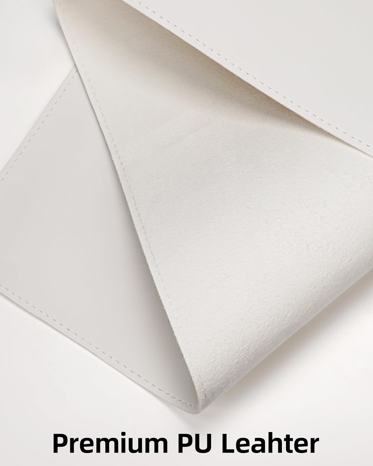 Desk Pad Mat 23.6"x13.7" - Waterproof Mouse Pad & Desk Protector, Non-Slip PU Leather for Gaming Keyboard/Mouse, Stitched Edge XL Office Desk Pad with Ergonomic Support(White)