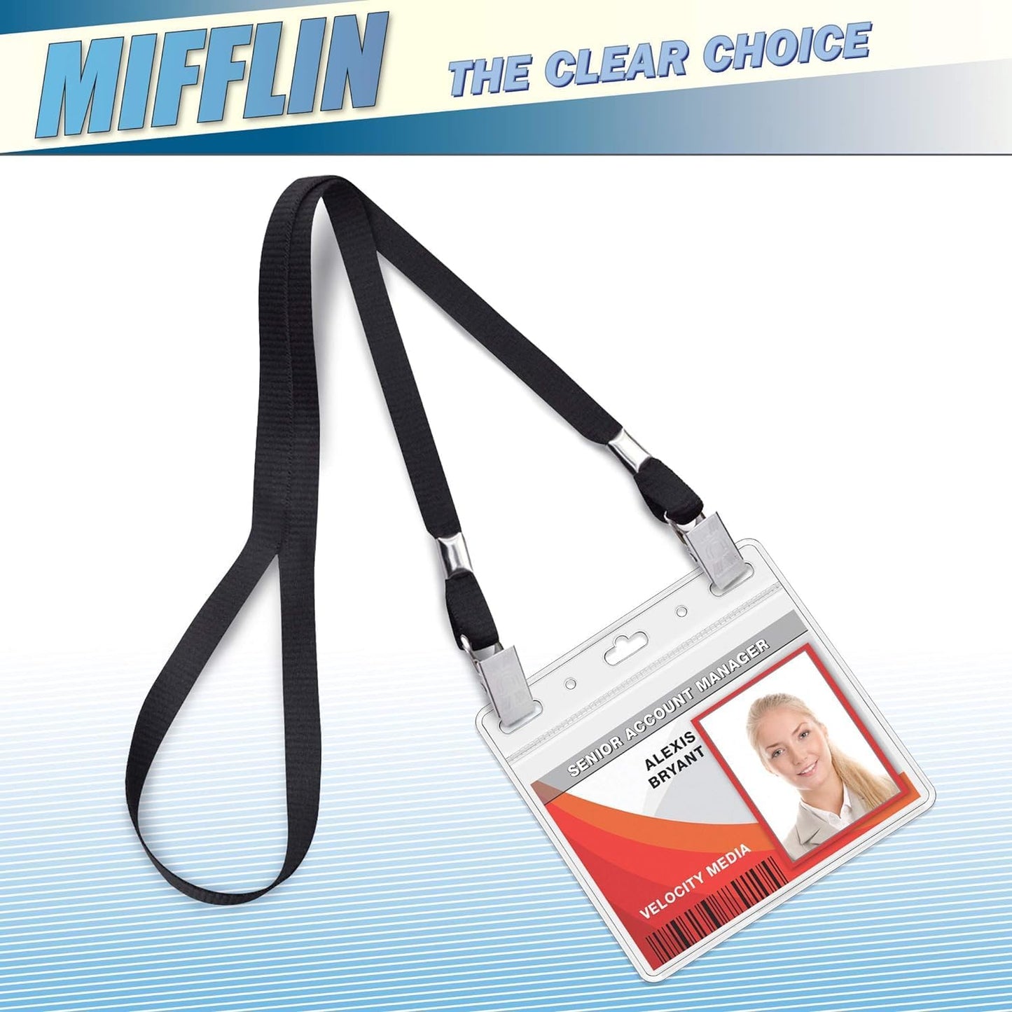 Mifflin-USA Card Protector (4x3 Inch, Clear, Bulk 100 Pack) Quick Load Horizontal No Zipper Name ID Badge Holder