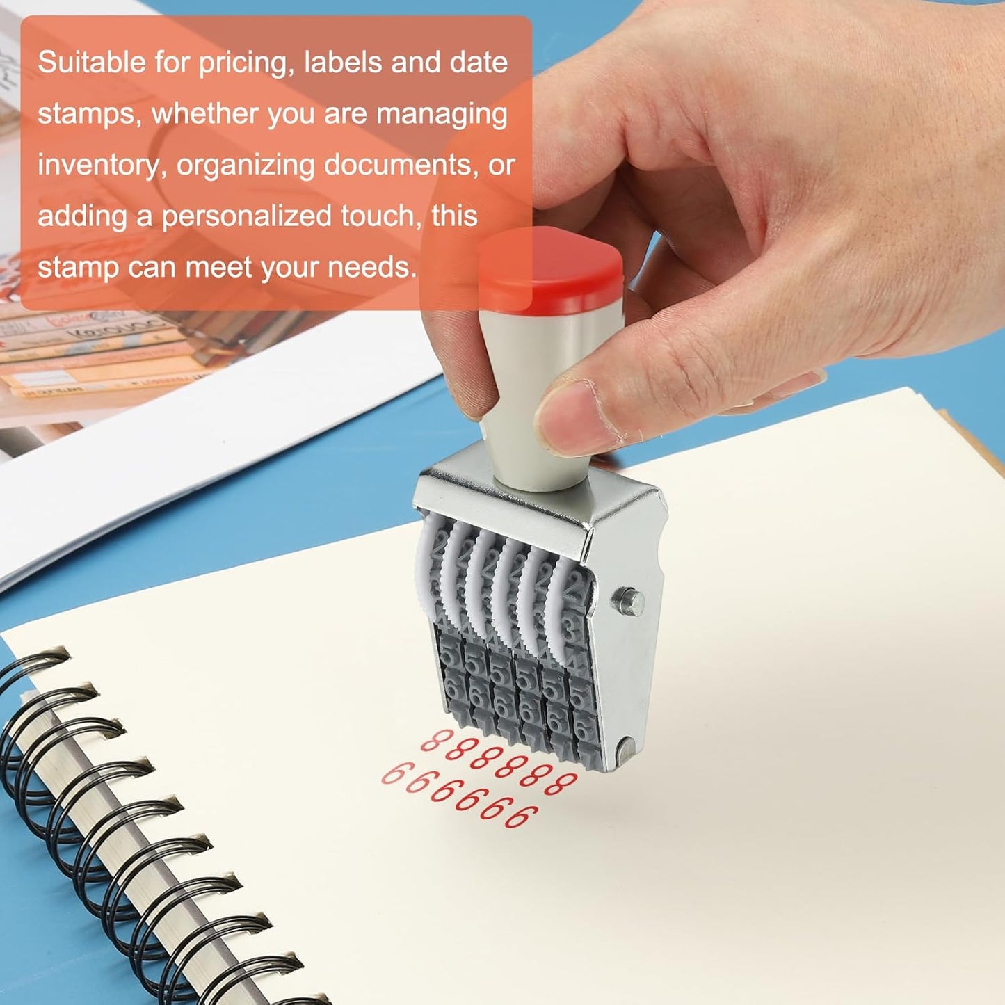 PATIKIL 6 Digit Number Roller Stamp, Adjustable Rubber Stamp Changeable Numerical Symbol Office Date for Business Creative Price Tag