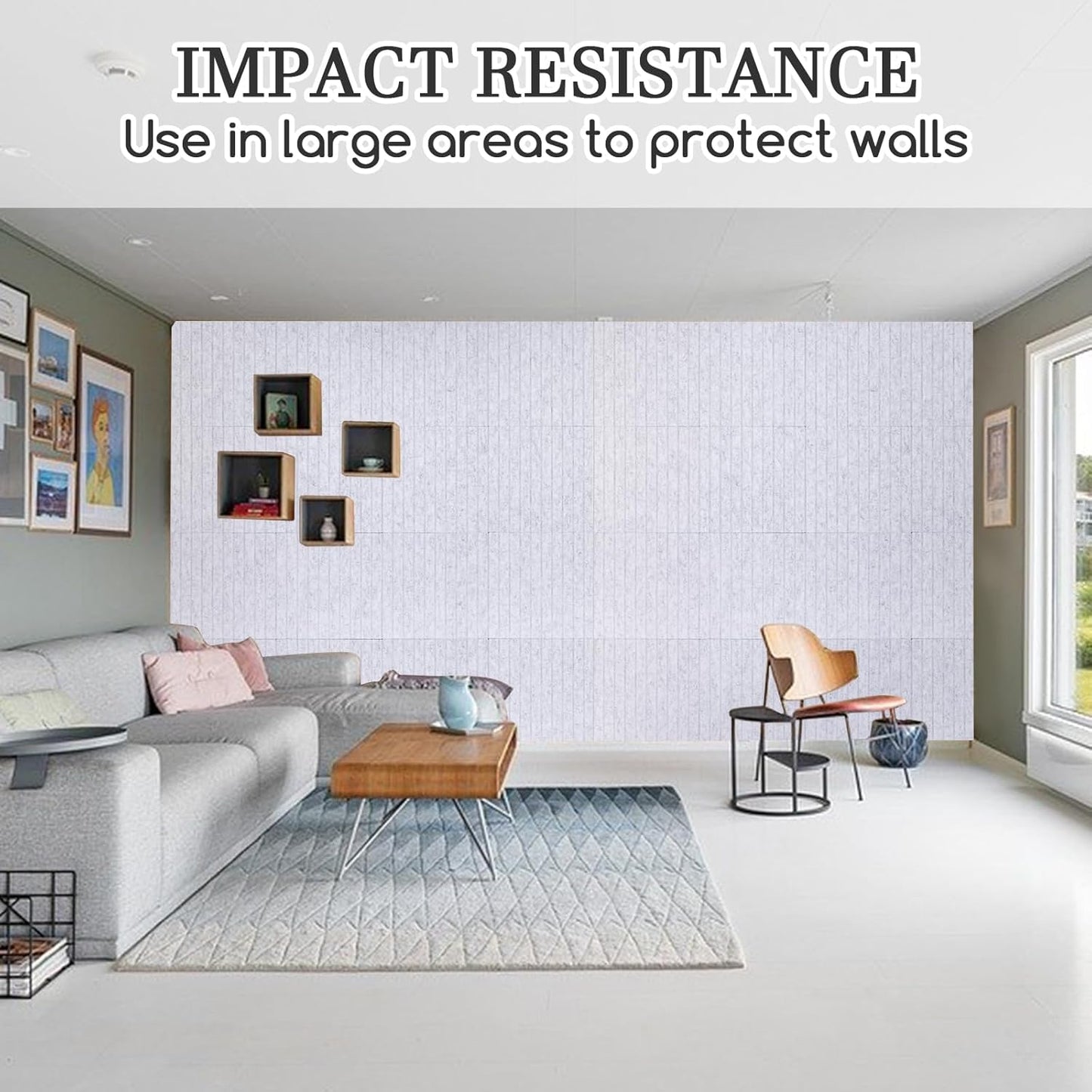 Large Cork Board Alternative, 12 Pack Felt Board with Safe Removable Adhesive Tabs Felt Wall Tiles, Large Cork Boards for Walls, Cork Board for Home Office, Pin Boards for Walls, Stripe Marble White