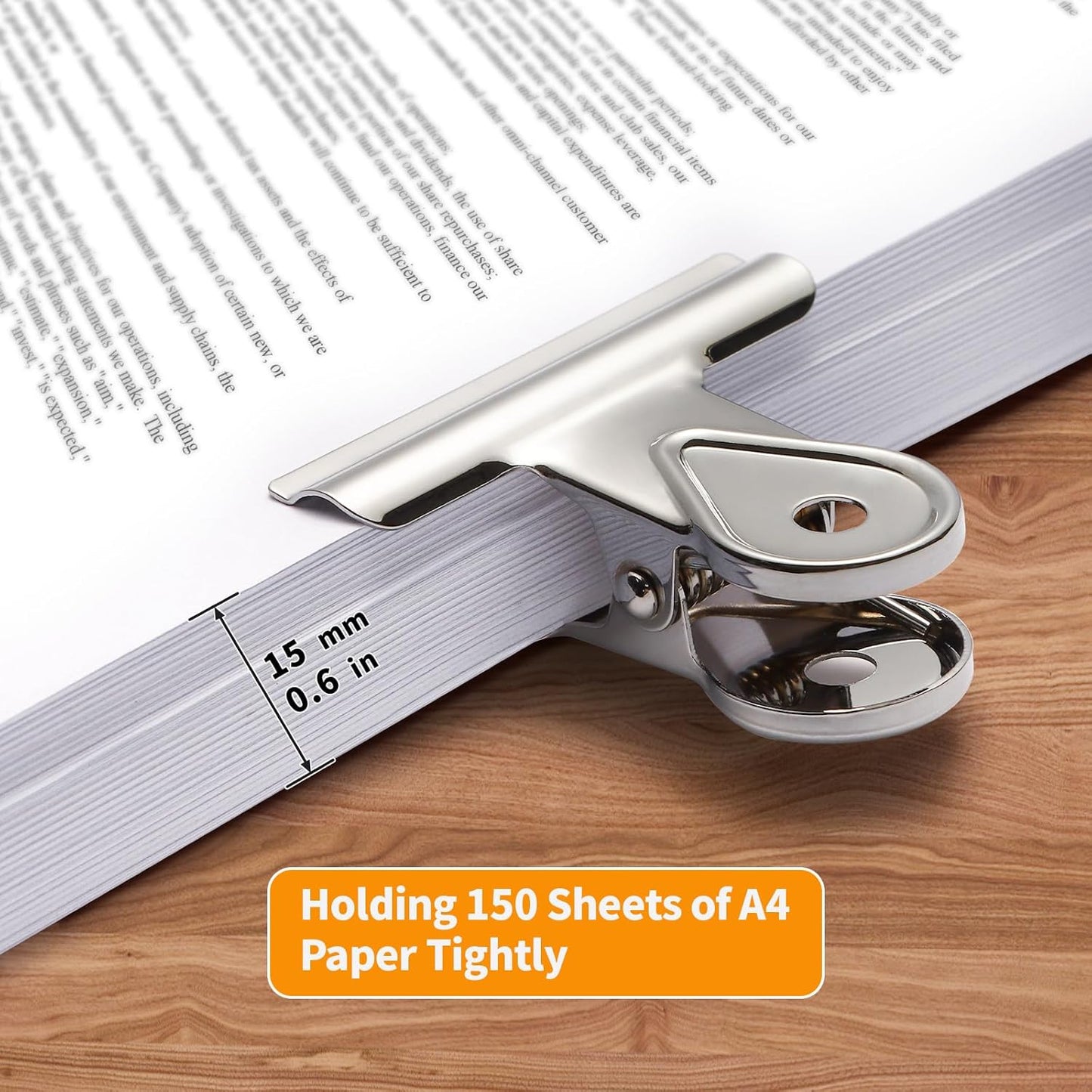 SIAMESE Bulldog Clips, 8 Pcs Binder Clips for Office & Kitchen, Multi-Purpose Binder and Food Bag Clamps for Sealing, Storage, Hanging (Silver)