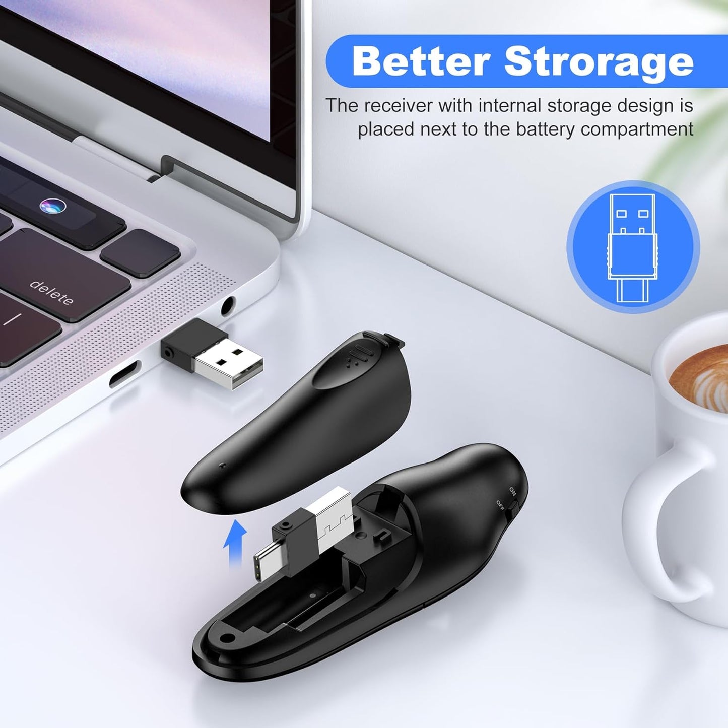 USB Type C Presentation Clicker Wireless Presenter Remote Clicker for PowerPoint Presentations with Red Pointer, PowerPoint Clicker Slide Advancer for Mac/Laptop/Computer/Class/Office