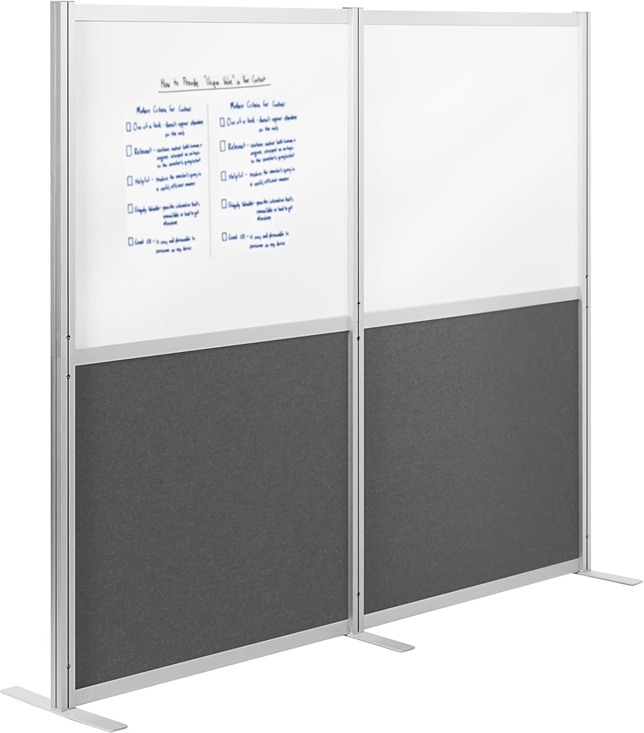 VIVO Modular Wall System, 2 PET and Whiteboard Panels, Professional Office Cubicle Dividers, Freestanding Privacy-Screen, 66 inches High, White and Dark Gray, PP-MWS63WB